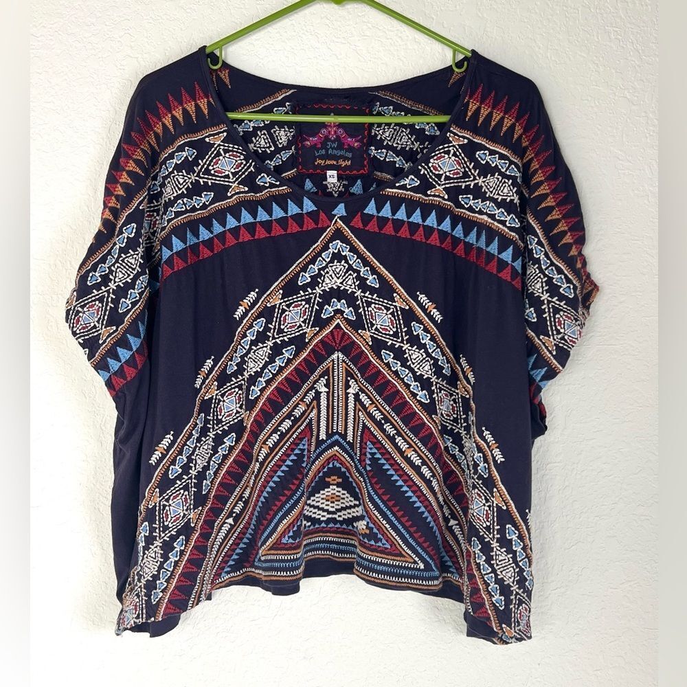 Johnny Was Geometric Patterned Embroidered Oversized Top - Picture 2 of 8